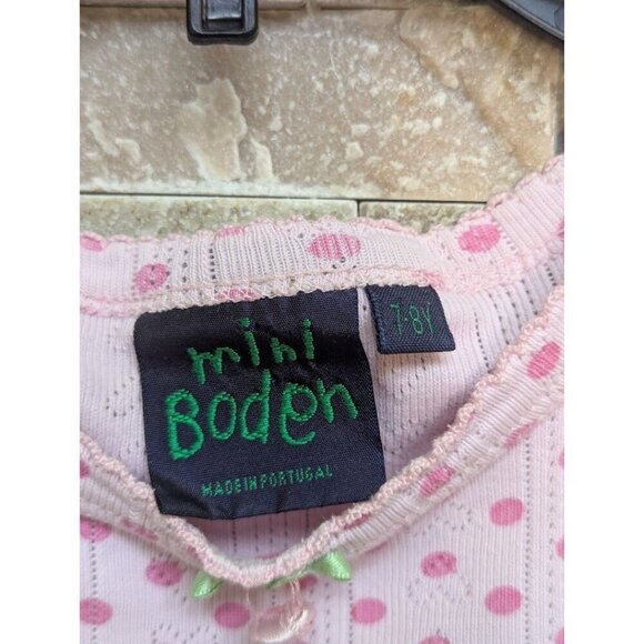 Mini Boden Girls Dress Floral Size 7-8 yrs Pink Green Polka Dot - Picture 3 of 4